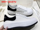 Alexander McQueen Deck Lace Up Plimsoll White Cotton and Black Suede Leather Replica