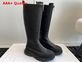 Alexander McQueen Womens Tread Slick Zip Boot in Black Calf Leather Replica