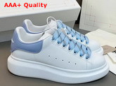 Alexander Mcqueen Oversized Sneaker in White with Light Blue Details Calf Leather Replica