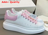Alexander Mcqueen Oversized Sneaker in White with Pink Details Calf Leather Replica