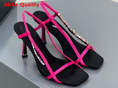 Alexander Wang Ivy 85 Diamante Logo Strap Sandal Hot Pink Satin Replica