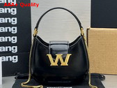 Alexander Wang W Legacy Micro Hobo Bag in Black Leather with Gold Metal W Replica