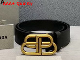 Balenciaga BB Belt in Black Calfskin and Aged Gold Buckle Replica
