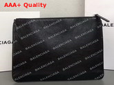 Balenciaga Everyday Pouch in Black All Over Balenciaga Logo Print Replica
