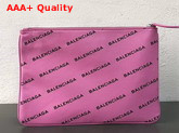 Balenciaga Everyday Pouch in Pink All Over Balenciaga Logo Print Replica