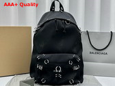 Balenciaga Explorer Backpack in Black Washed Recycled Nylon with Piercings Replica