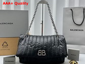 Balenciaga Monaco Medium Chain Bag in Black Quilted Thin Calfskin Aged Silver Hardware Replica