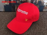 Louis Vuitton Baseball Hat with Embroidered Supreme Red Replica