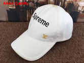 Louis Vuitton Baseball Hat with Embroidered Supreme White Replica