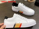 Burberry Bio Based Sole Leather Sneakers in Optic White and Black Calf Leather Replica
