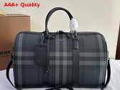 Burberry Boston Holdall in Charcoat Burberry Check Trimmed with Smooth Calf Leather Replica