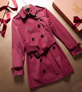 Burberry Check Trim Cotton Gabardine Trench Coat in Burgundy for Sale