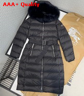 Burberry Fox Fur Trim Hooded Puffer Coat in Black Replica