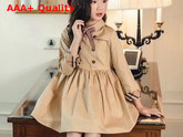 Burberry Gathered Sleeve Cotton Dress in Beige for Girl Replica