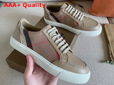 Burberry House Check and Leather Sneakers Tan Replica