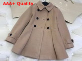 Burberry Kids Skirted Wool Cashmere Coat in Honey Color Replica