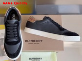 Burberry Leather Suede and Vintage Check Cotton Sneakers in Black Replica