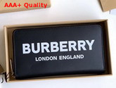 Burberry Logo Print Leather Ziparound Wallet in Black Replica