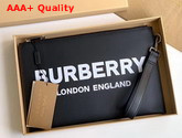 Burberry Logo Print Zip Pouch in Black Calf Leather Replica