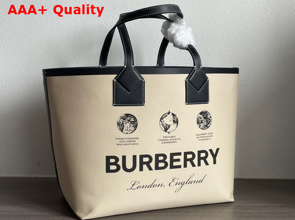 Burberry Medium London Tote Bag in Cotton and Leather Replica