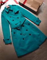 Burberry Sandringham Fit Cashmere Trench Coat Teal for Sale