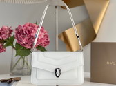 Bvlgari Serpenti Forever East West Shoulder Bag in White Calf Leather Replica
