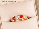 Bvlgari Serpenti Viper Band Ring in 18 kt Rose Gold Set With Carnelian Elements and Pave Diamonds Replica