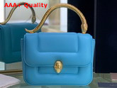 Mary Katrantzou x Bvlgari Top Handle Bag in Soft Matelasse Aegean Tapaz Blue Nappa Leather Replica