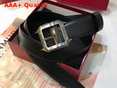 Cartier Santos De Cartier Belt Black Cowhide Black PVD Finish Buckle Replica