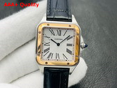 Cartier Santos Dumont Watch Large Model Quartz Movement Rose Gold Steel Leather Replica