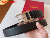 Cartier Tank Belt in Black Textured Cowhide Leather with Palladium Finish Ardillon Buckle Replica