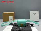 Celine Airpods Case with Strap in Shiny Calfskin Turquoise Replica