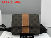 Celine Folded Compact Wallet in Triomphe Canvas and Lambskin Tan Replica