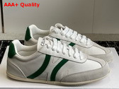 Celine Jogger Low Lace Up Sneaker in Calfskin and Suede Calfskin Optic White Green Grey Replica