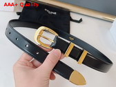 Celine Medium Western Belt in Black Taurillon Leather with Gold Finishing Metal Replica