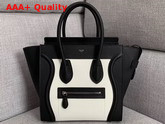 Celine Micro Luggage Handbag in Black and White Grained Calfskin Replica