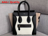 Celine Micro Luggage Handbag in Suede and Calfskin Beige Black and White Replica