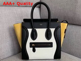 Celine Micro Luggage Handbag in Suede and Calfskin Yellow Black and White Replica