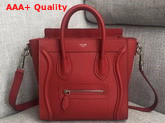 Celine Nano Luggage Bag in Red Drummed Calfskin Replica