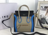 Celine Nano Luggage Handbag in Multicolour Smooth Calfskin Grey Black Blue for Sale