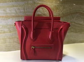 Celine Nano Luggage Shoulder Bag in Red Grained Calfskin For Sale