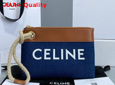 Celine Pouch Marin in Denim and Calfskin Navy Tan Replica