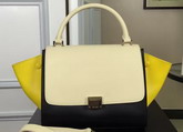 Celine Small Trapeze Handbag in Multicolour Smooth Calfskin Beige Black Yellow for Sale