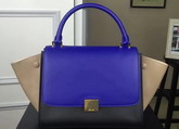 Celine Small Trapeze Handbag in Multicolour Smooth Calfskin Blue Black Beige for Sale
