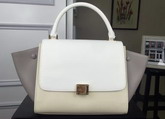 Celine Small Trapeze Handbag in Multicolour Smooth Calfskin White Beige Grey for Sale