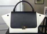 Celine Small Trapeze Handbag in White and Black Smooth Calfskin for Sale