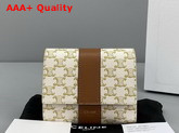 Celine Small Trifold Wallet in Triomphe Canvas and Lambskin White Tan Replica