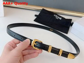 Celine Small Western Belt in Black Taurillon Leather with Gold Finishing Metal Replica