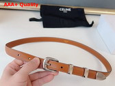 Celine Small Western Belt in Tan Natural Calfskin with Silver Finishing Metal Replica