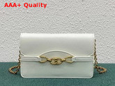 Celine Wallet On Chain in White Shiny Calfskin Replica
